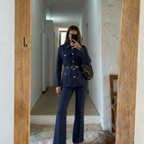 Vaelise | Two Piece Suit Set Utility Jacket Flared Pants