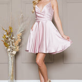 Valentina Beau | Cowl Neck V-Back Babydoll Cocktail Dress