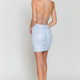 Adrienne Lucienne | Embroidered Lace Criss Cross Back Cocktail Dress