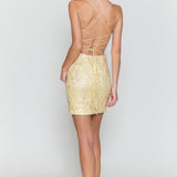 Adrienne Lucienne | Embroidered Lace Criss Cross Back Cocktail Dress
