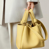 Aurelia Bucket | Structured Leather Tote with Gold Accents