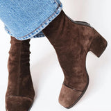 Navora | Square Toe Mid Calf Boots Integrated Heel