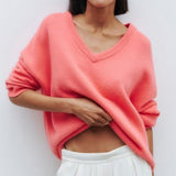 Alina | Relaxed V Neck Knit Sweater