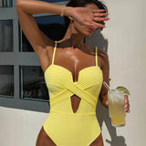 Stella Swim | Lace Up Cutout Striped Swimsuit