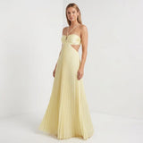 Celestine Flow | Pleated Halter Maxi Wedding Guest Dress