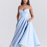 Arabella | Satin Sweetheart Corset Midi Dress