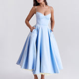 Arabella | Satin Sweetheart Corset Midi Dress