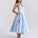 Arabella | Satin Sweetheart Corset Midi Dress