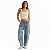 Calivra | Wide Leg Denim Trousers Mid Waist
