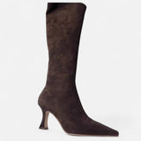 Velour Ascend | Suede Over The Knee Pointed Heel Boots
