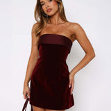 Lucía | Velvet Bandeau Mini Dress