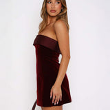 Lucía | Velvet Bandeau Mini Dress