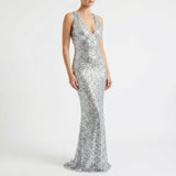 Virelia Celeste | Sequin Halter Maxi Dress