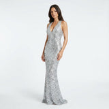 Virelia Celeste | Sequin Halter Maxi Dress