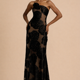 Evelyn | 3D Rose Appliqué Maxi Dress