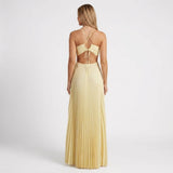 Celestine Flow | Pleated Halter Maxi Wedding Guest Dress