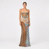 Noir Savannah | Animal Print Cowl Neck Maxi Dress