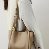 Aurelia Bucket | Structured Leather Tote with Gold Accents