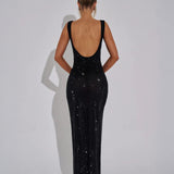 Alessia | Rhinestone Illusion Maxi Dress
