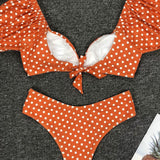 Rouge Riviera | Polka Dot Puff Sleeve High Waist Bikini Set
