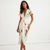 Verdelle | Leaf Print V Neck Summer Dress