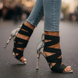 Serpentine | Snakeskin Accent Heels Sculpted Statement Elegance