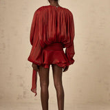 Elaris | Mini Dress Voluminous Sleeves Defined Waist