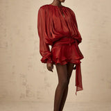 Elaris | Mini Dress Voluminous Sleeves Defined Waist