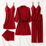 Nala | Satin Lace 4-Piece Lounge Set