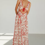 Delphine | Coastal Print Open-Back Maxi Dress