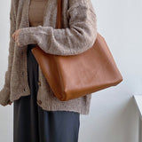 Pure Carry | Minimal Soft Leather Tote with Large Capacity