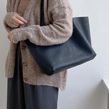 Pure Carry | Minimal Soft Leather Tote with Large Capacity