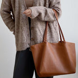 Pure Carry | Minimal Soft Leather Tote with Large Capacity