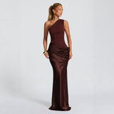 Noctéa Satin | One Shoulder Ruched Wedding Guest Dress