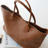 Elara Weave | Handwoven Leather Tote with Large Capacity