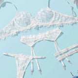 Ivory Bloom | Embroidered Lace Three Piece Lingerie Set