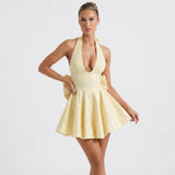 Élan Muse | Backless Pleated Mini Dress