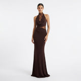 Althea Noëlle | Halter Lace Maxi Wedding Guest Dress