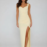 Alejandra | Satin Side Slit Maxi Dress