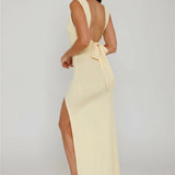 Alejandra | Satin Side Slit Maxi Dress