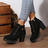 Kaelira | Lace Up Buckle Ankle Boots Stable Chunky Comfort