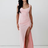 Alejandra | Satin Side Slit Maxi Dress