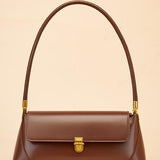 Élégance Rue | Structured Leather Shoulder Bag with Gold Hardware