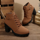 Kaelira | Lace Up Buckle Ankle Boots Stable Chunky Comfort