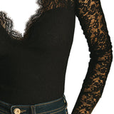 Noirelle | Lace V Neck Blouse Refined Sheer Elegance