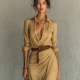 Elvira | Belted Lapel Maxi Dress