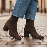Navora | Square Toe Mid Calf Boots Integrated Heel