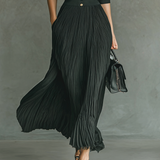 Célestique | Pleated Lapel Maxi Dress Sculpted Timeless Grace