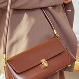 Élégance Rue | Structured Leather Shoulder Bag with Gold Hardware