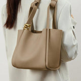 Aurelia Bucket | Structured Leather Tote with Gold Accents